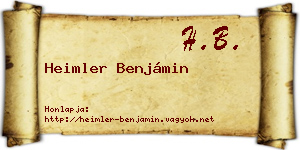 Heimler Benjámin névjegykártya